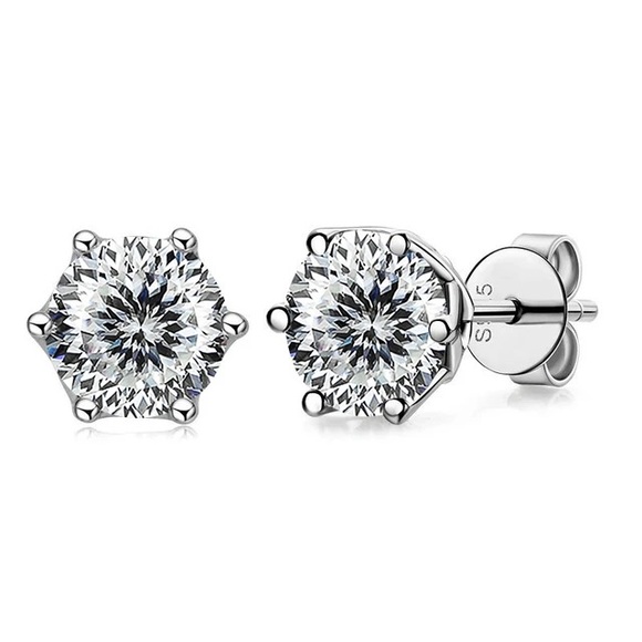 Certified 1CT Moissanite Diamond Stud Earrings Sparkling 925 Sterling Silver - Picture 1 of 12